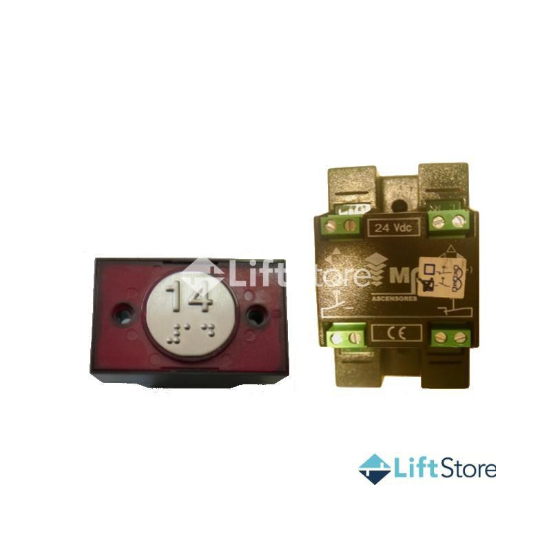 Pulsador Compac V Braille Corona Rojo 2C 24V MP