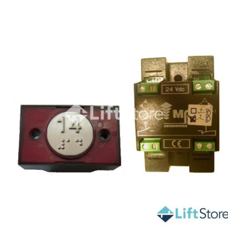 Pulsador Compac V Braille Corona Rojo 2C 24V MP